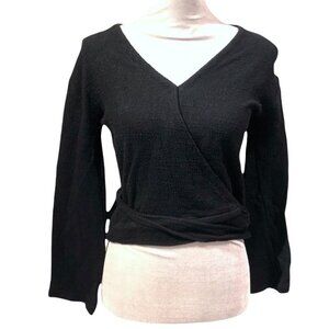 Texture and Thread Madewell Long Sleeve Wrap Top Black XS Womens